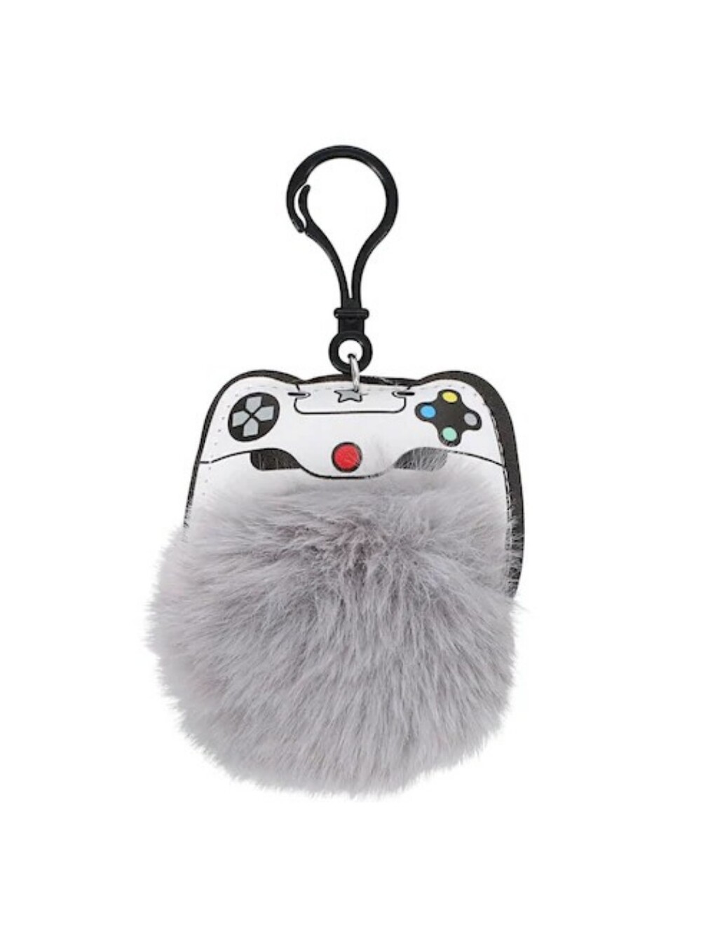 Fuzzy Pom Keychain  -  Choose 1 Red Strawberry, Green Bear, Gray Game Controller - Picture 5 of 5